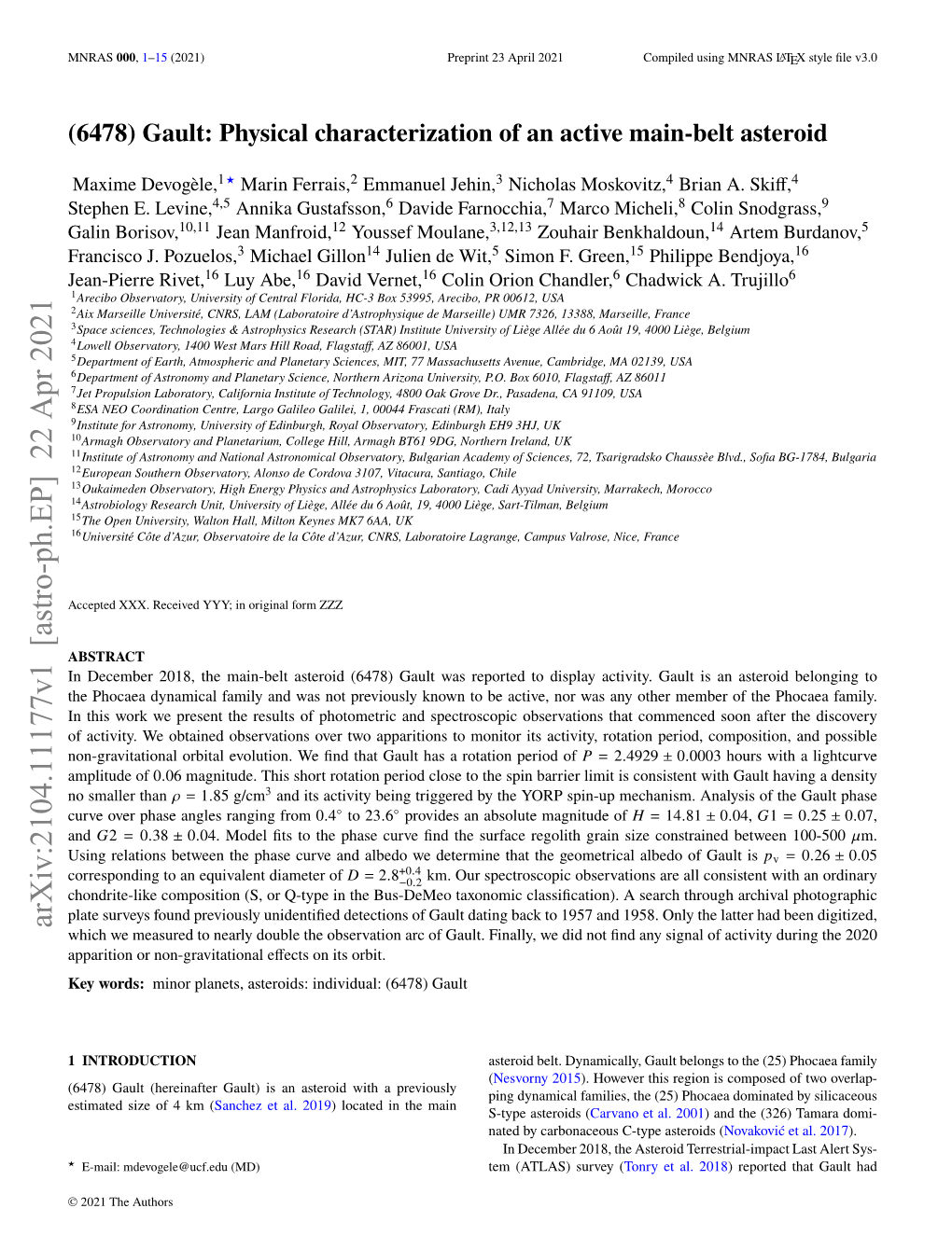 (6478) Gault: Physical Characterization of an Active Main-Belt Asteroid