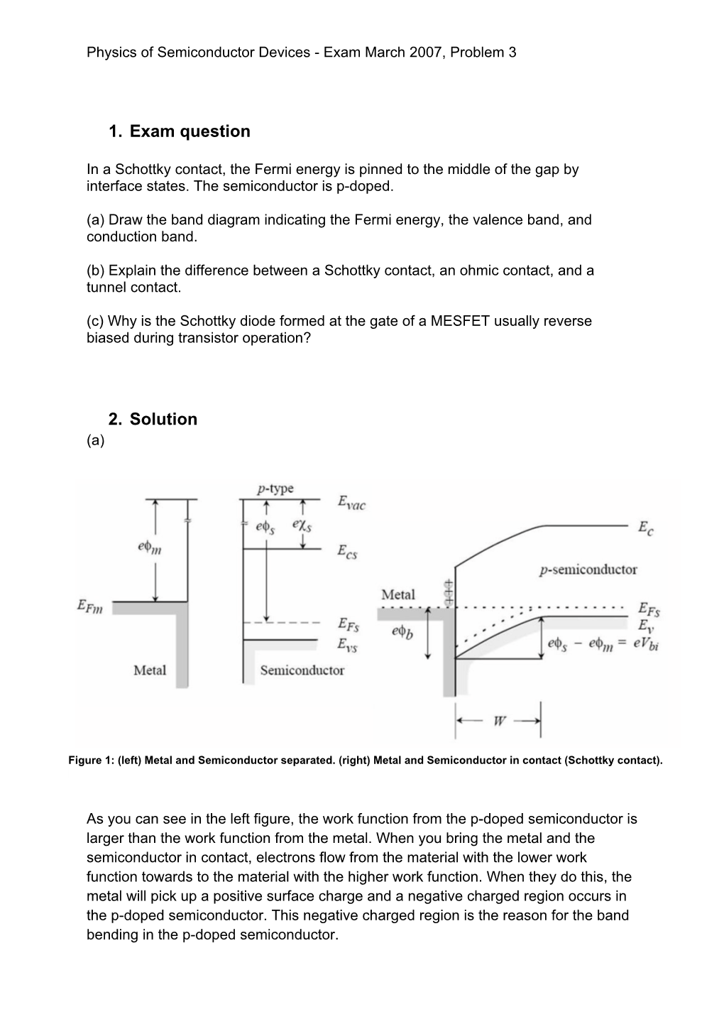 Physics of Semiconductor Devices - Exam March 2007, Problem 3