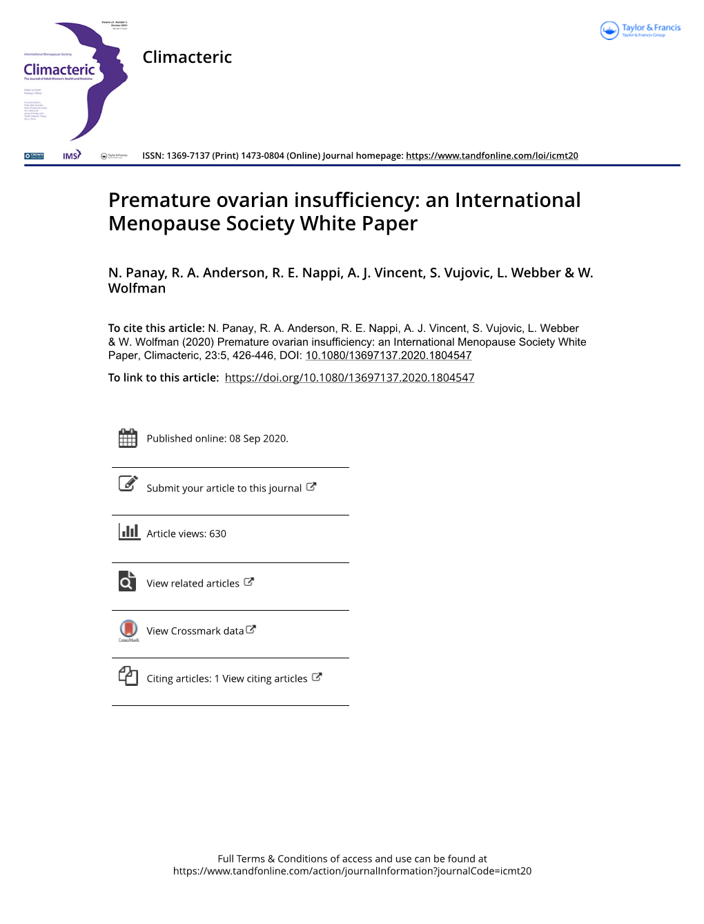 Premature Ovarian Insufficiency: an International Menopause Society White Paper