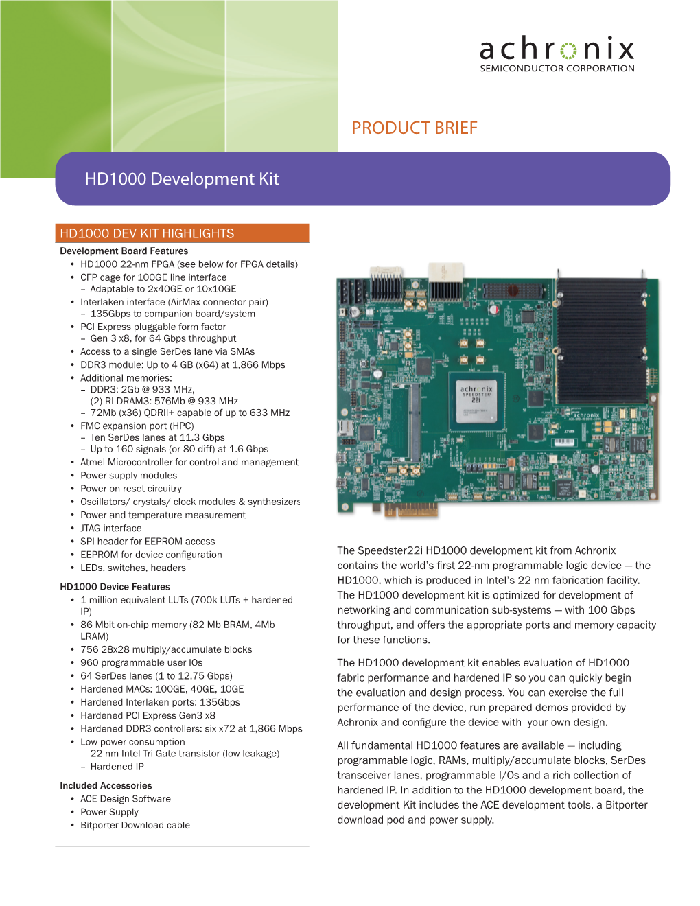 Speedster Development Kit (SDK60) Product Brief