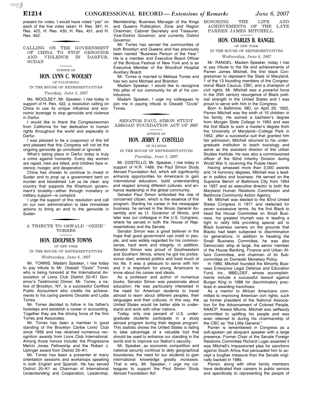 CONGRESSIONAL RECORD— Extensions of Remarks E1214 HON
