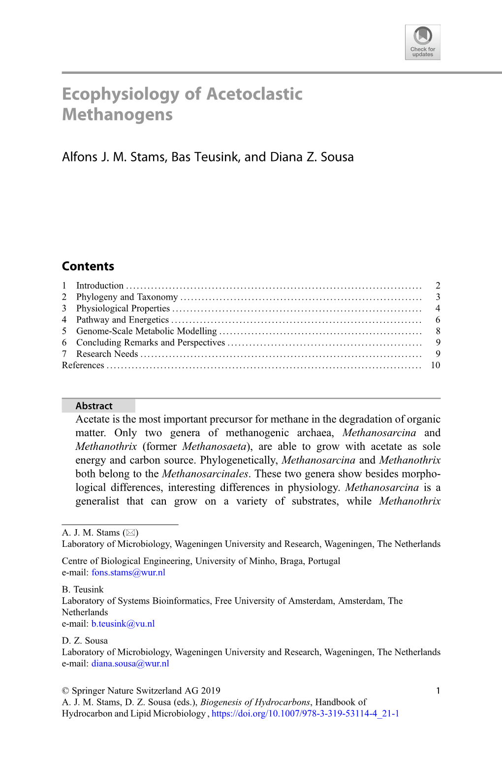 Ecophysiology of Acetoclastic Methanogens