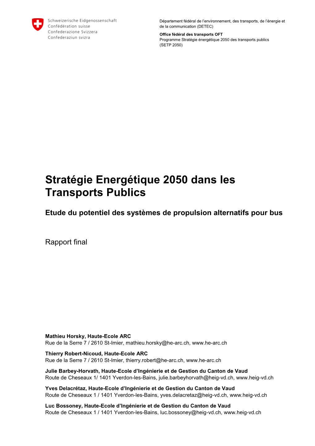 Stratégie Energétique 2050 Dans Les Transports Publics