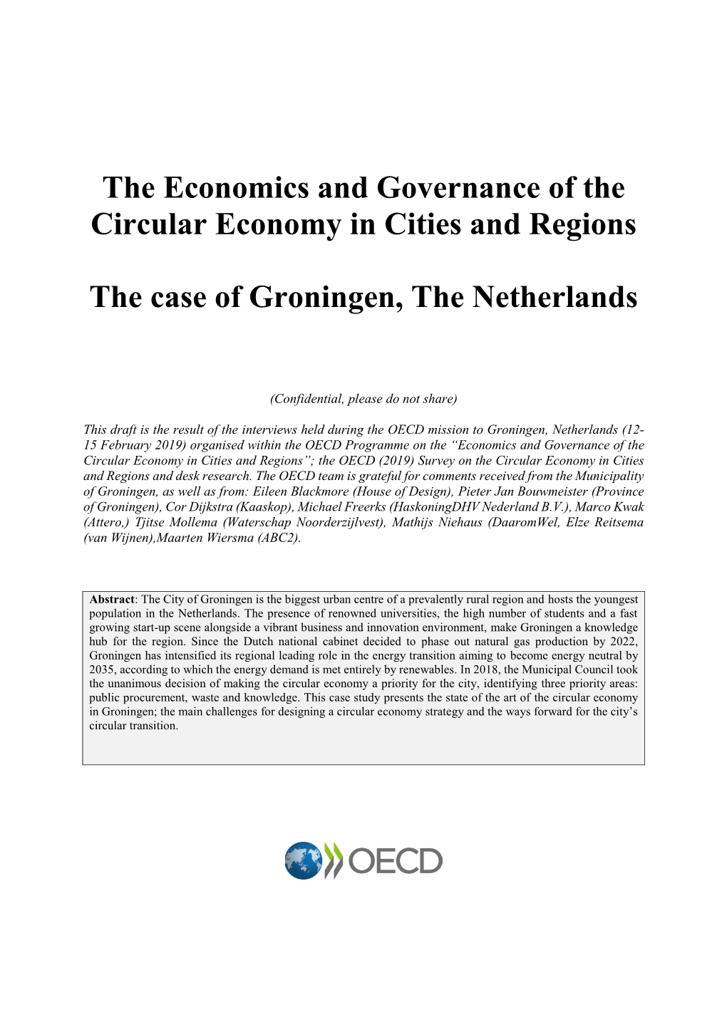 The Economics and Governance of the Circular Economy in Cities and Regions