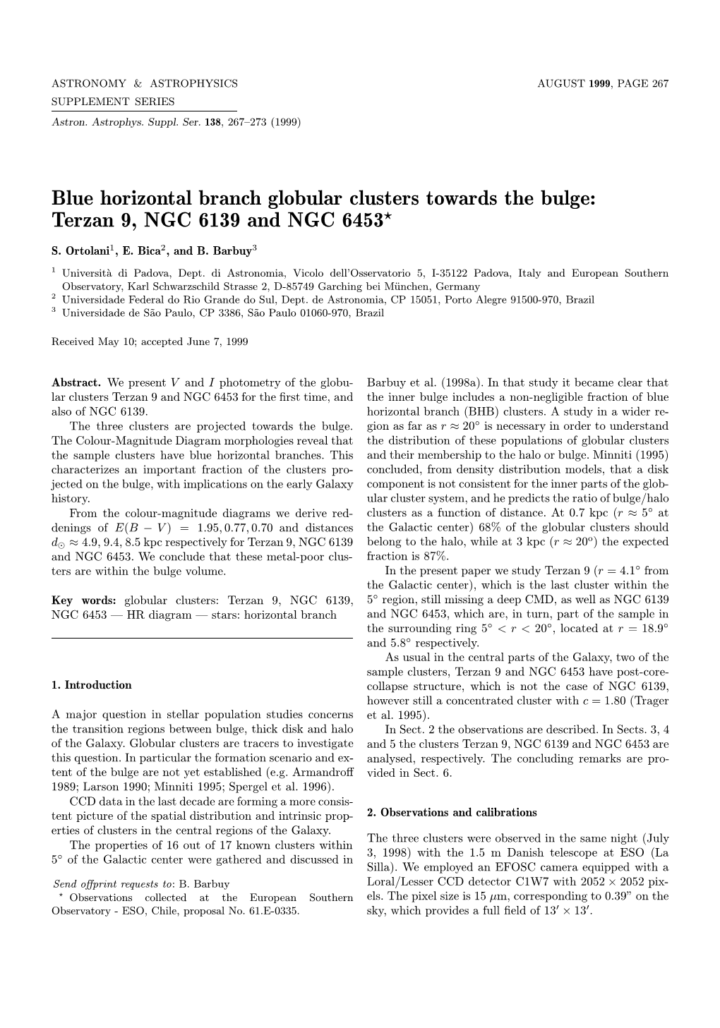 Blue Horizontal Branch Globular Clusters Towards the Bulge: Terzan 9, NGC 6139 and NGC 6453?