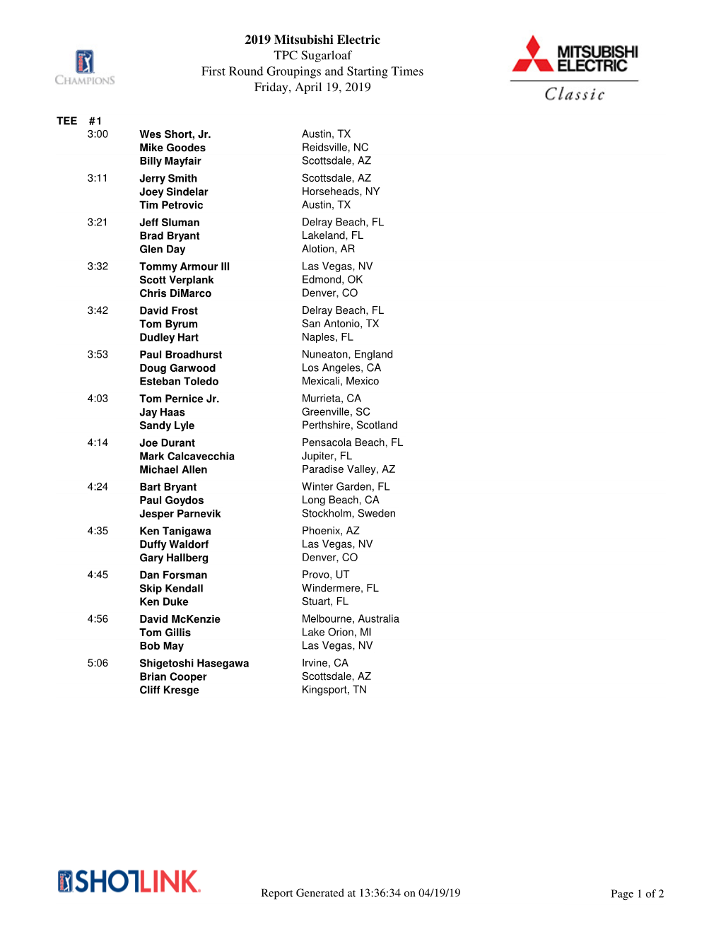 Revised First Round Groupings And