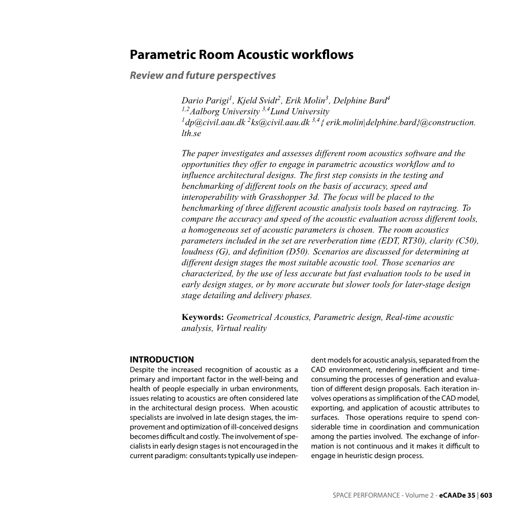 Parametric Room Acoustic Workflows