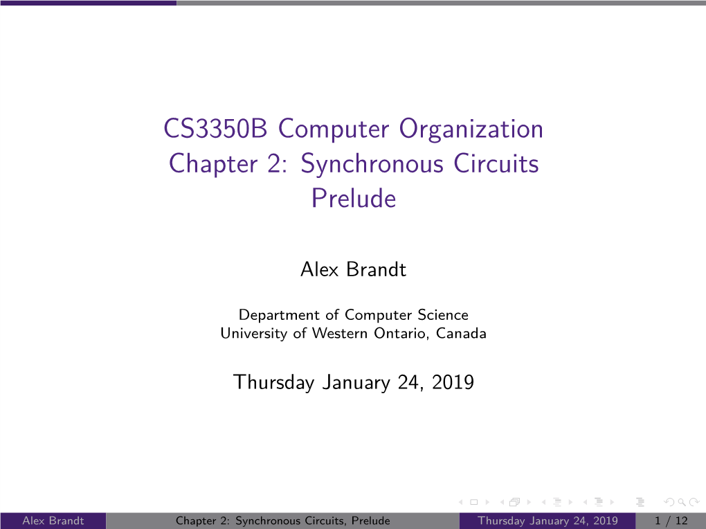 Chapter 2: Synchronous Circuits Prelude