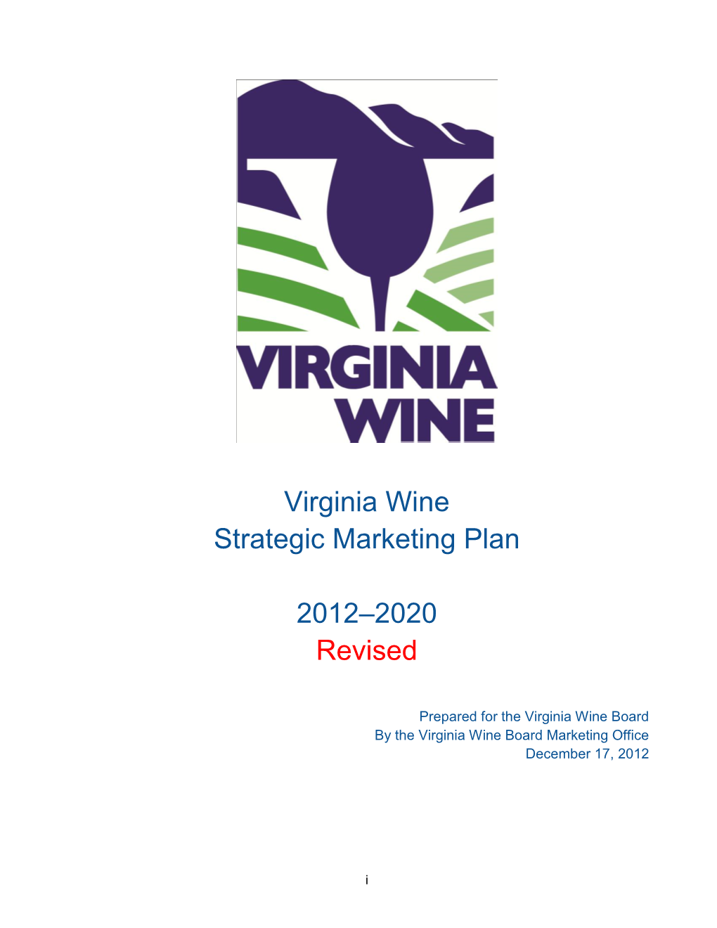 Virginia Wine Strategic Marketing Plan 2012–2020 Revised