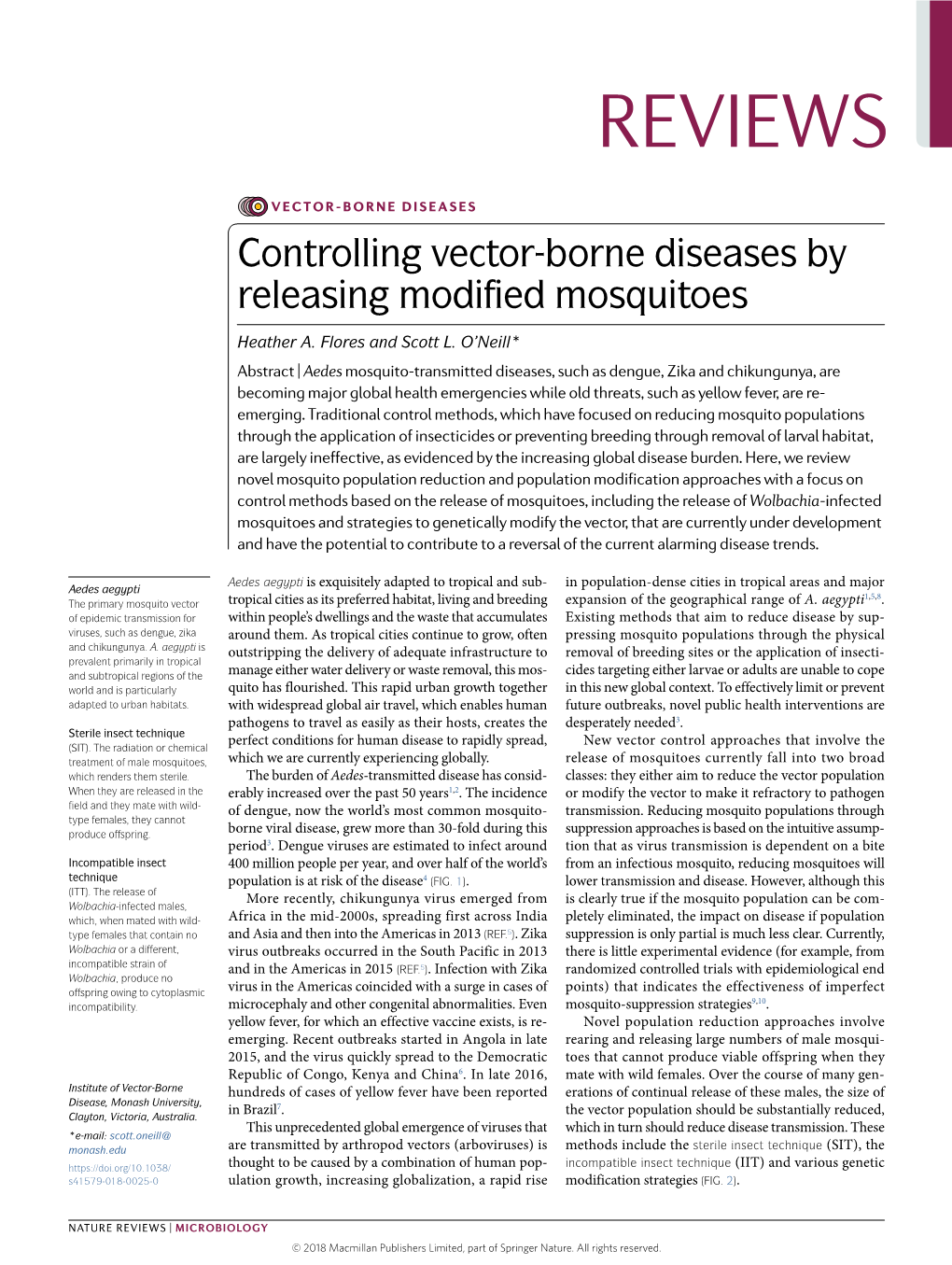 Controlling Vector-Borne Diseases by Releasing Modified Mosquitoes