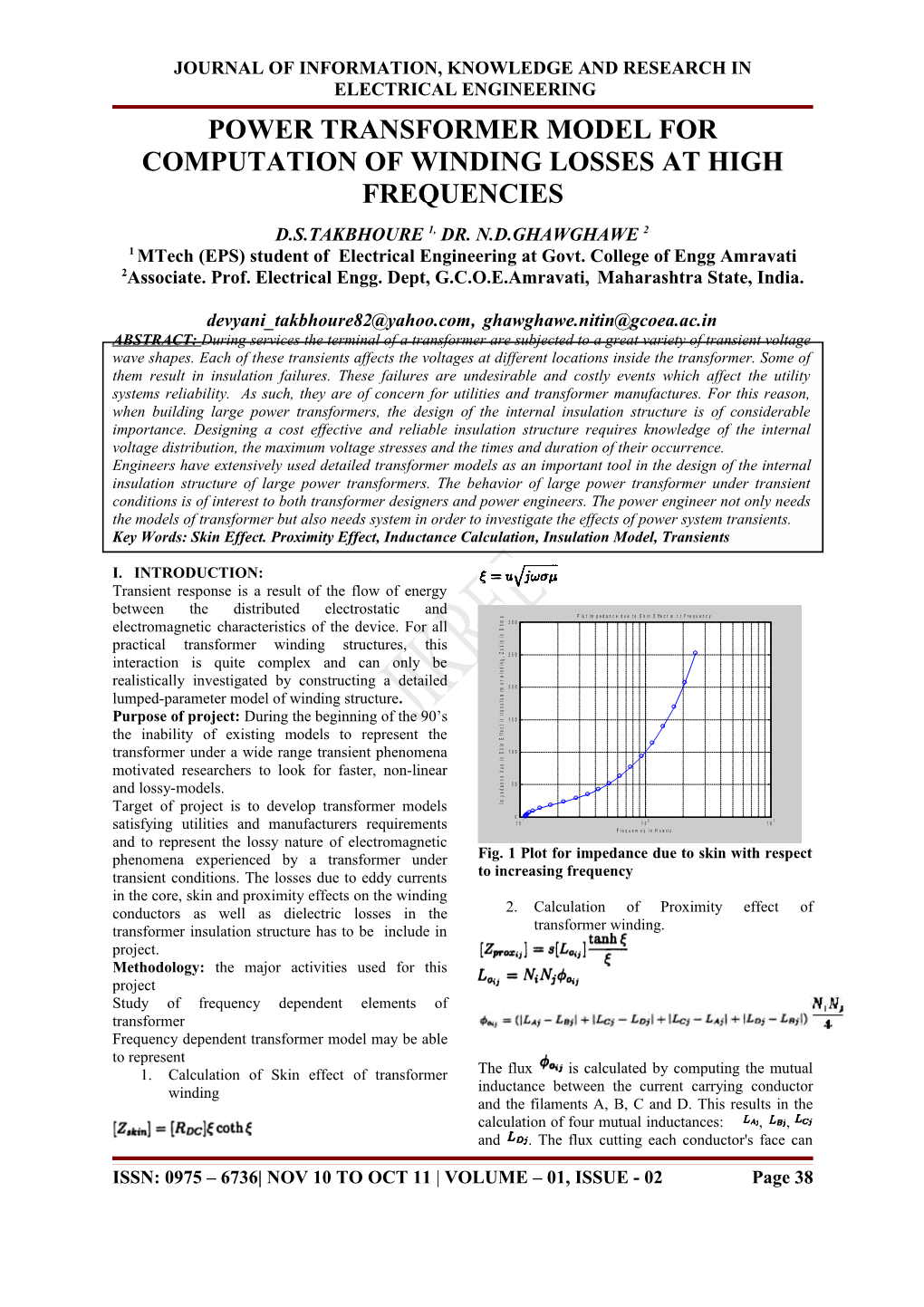 Power Transformer Model for Computation of Winding Losses at High Frequencies