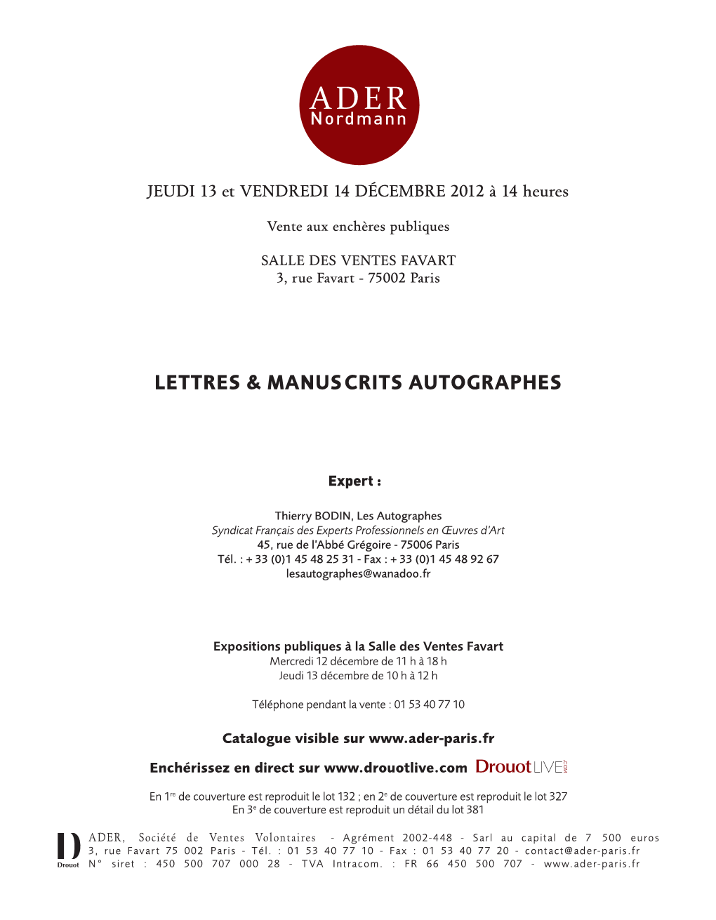 Lettres & Manuscrits Autographes