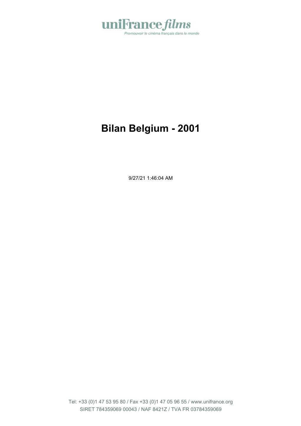 Bilan Belgium - 2001