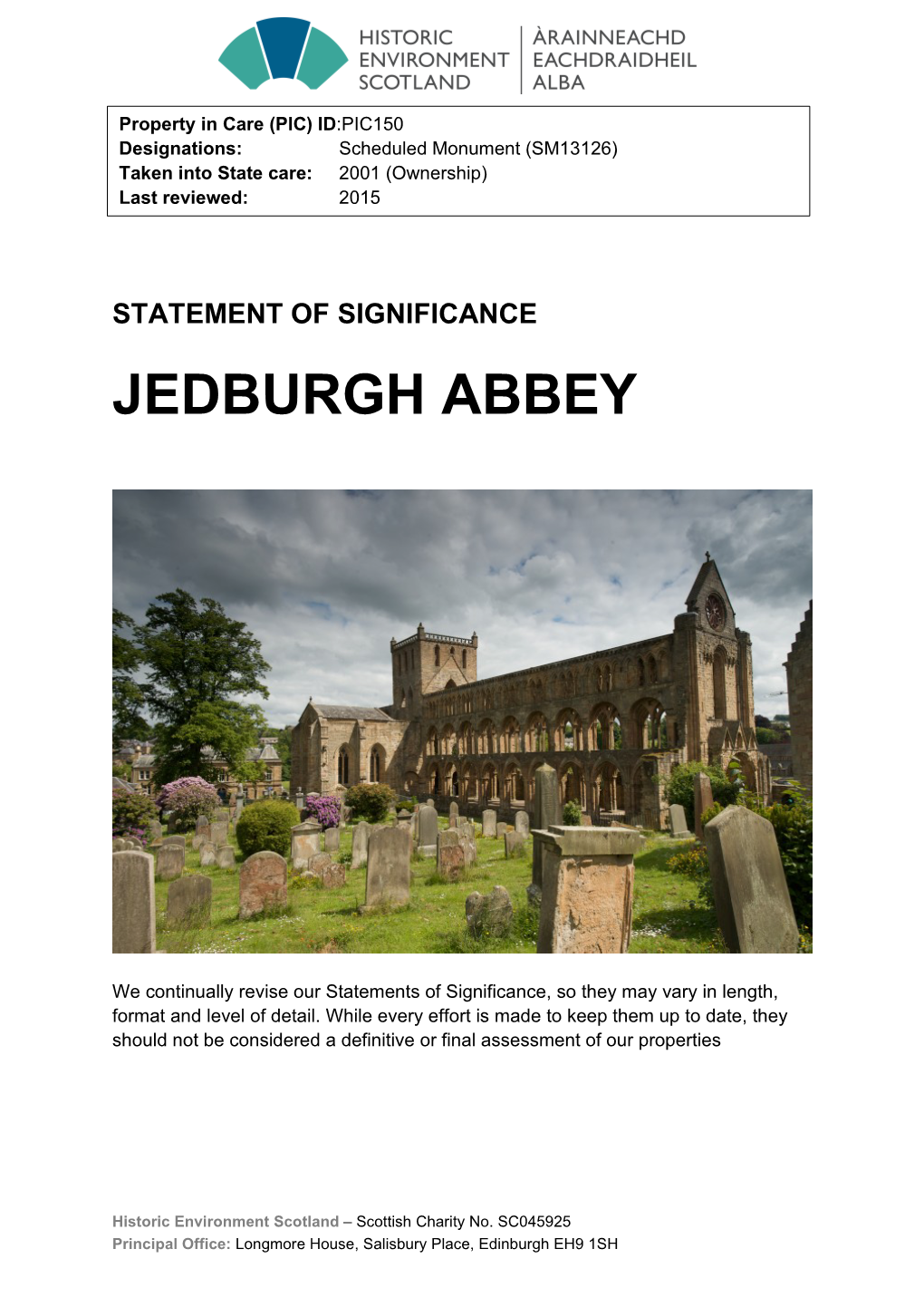 Jedburgh Abbey Statement of Significance