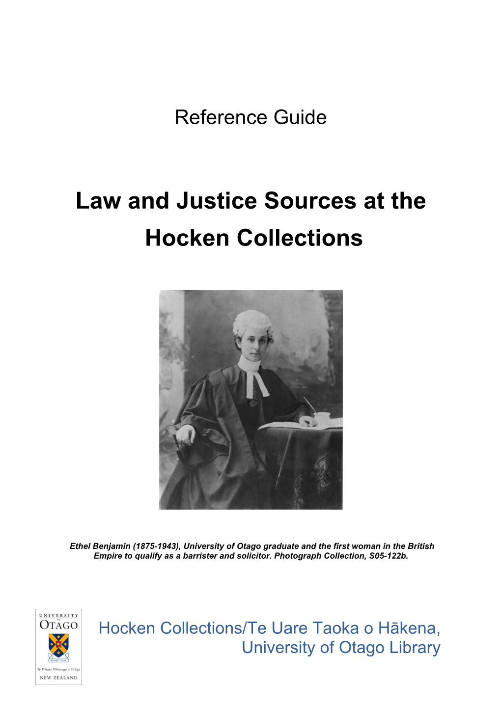 Law and Justice Sources at the Hocken Collections