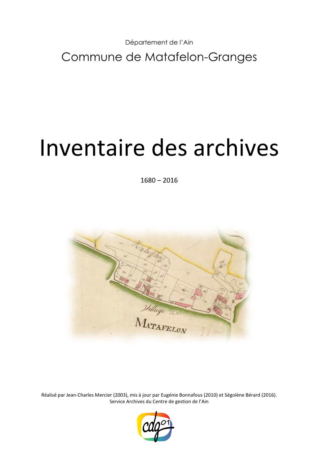 Archives Communales De Matafelon-Granges