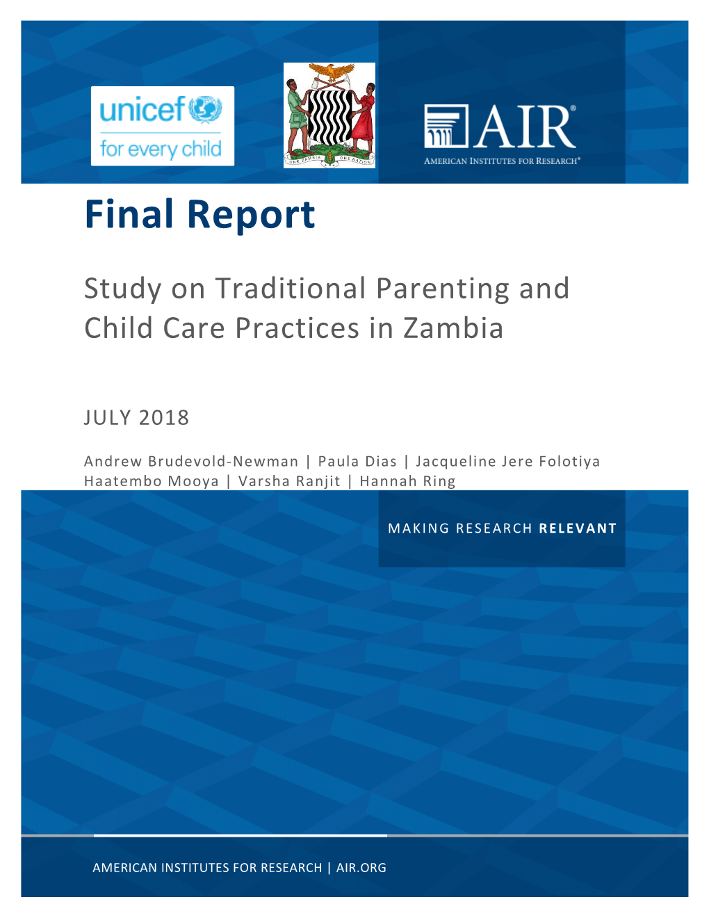 Study on Traditional Parenting and Child Care Practices in Zambia