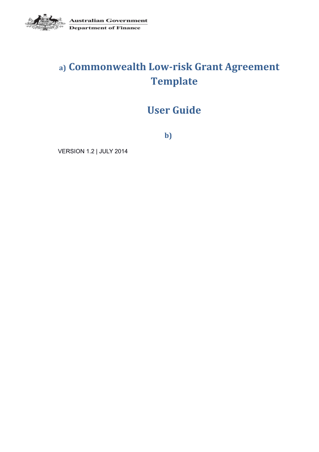 Commonwealth Low-Risk Grant Agreement Template User Guide