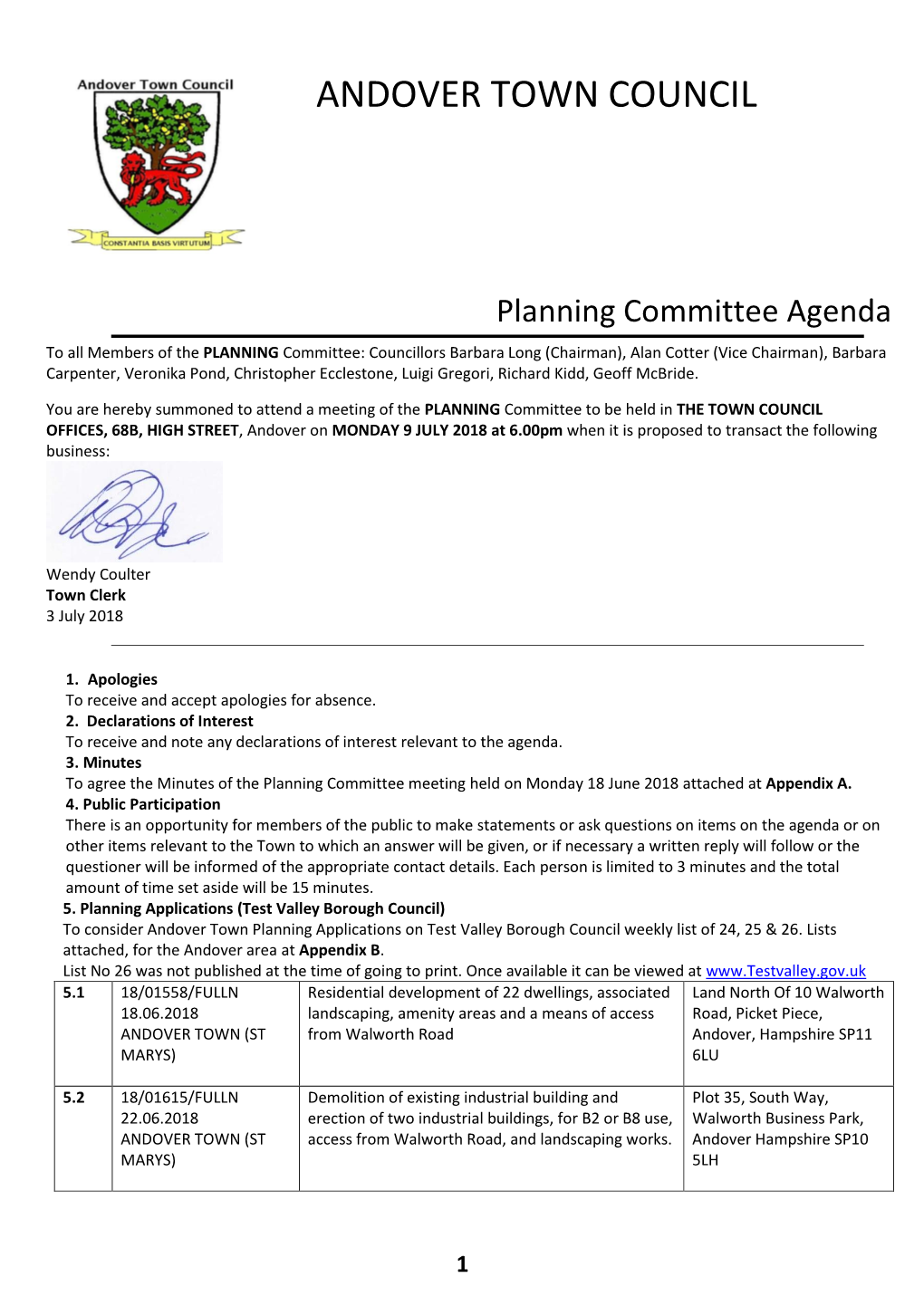 Andover Town Council – Planning Committee