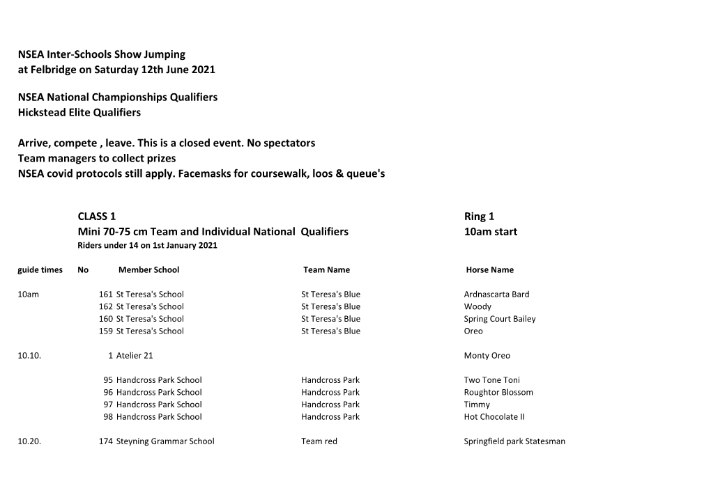 1 Felbridge Sat 12Th June 2021 GR & SJ on Line Entries.Xlsx