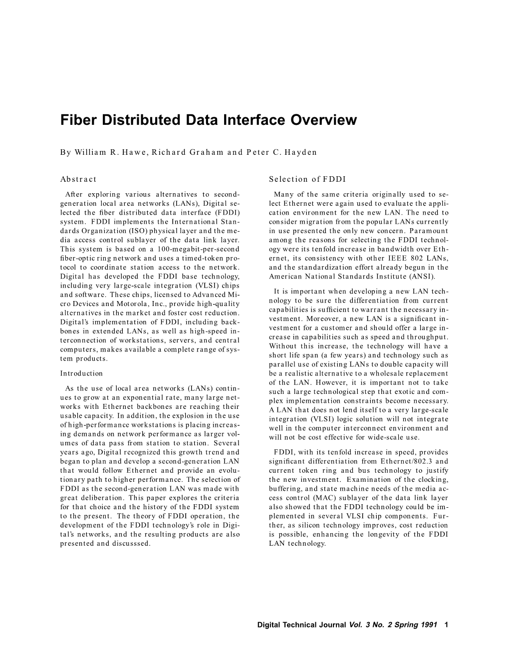 Fiber Distributed Data Interface Overview