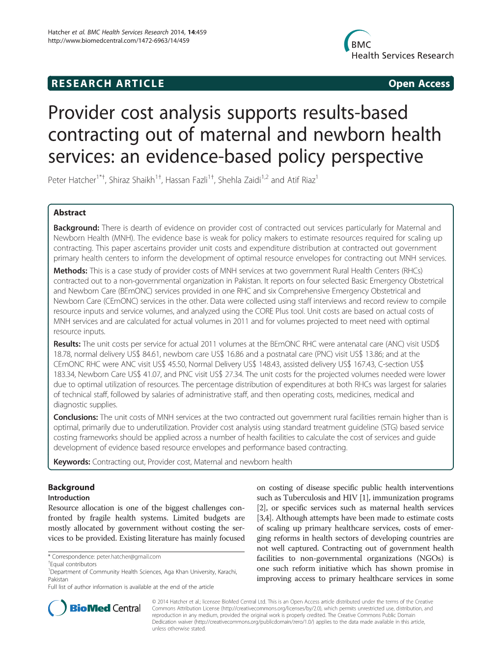 Provider Cost Analysis Supports Results