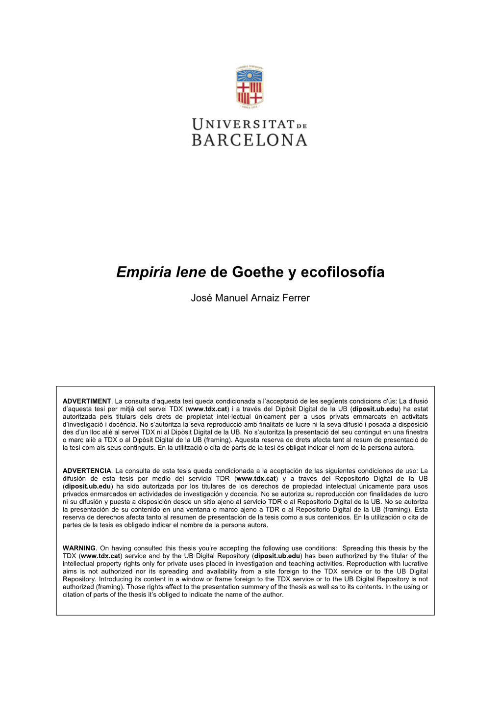 Empiria Lene De Goethe Y Ecofilosofía