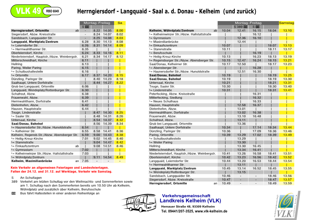 Fahrplan VLK 49