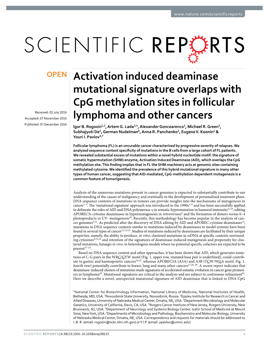 Activation Induced Deaminase Mutational Signature Overlaps With