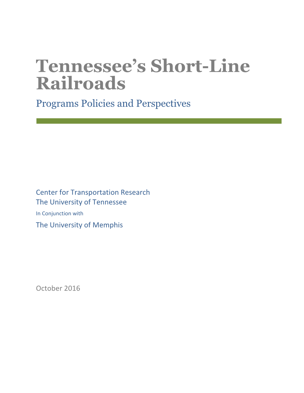 Tennessee's Short-Line Railroads