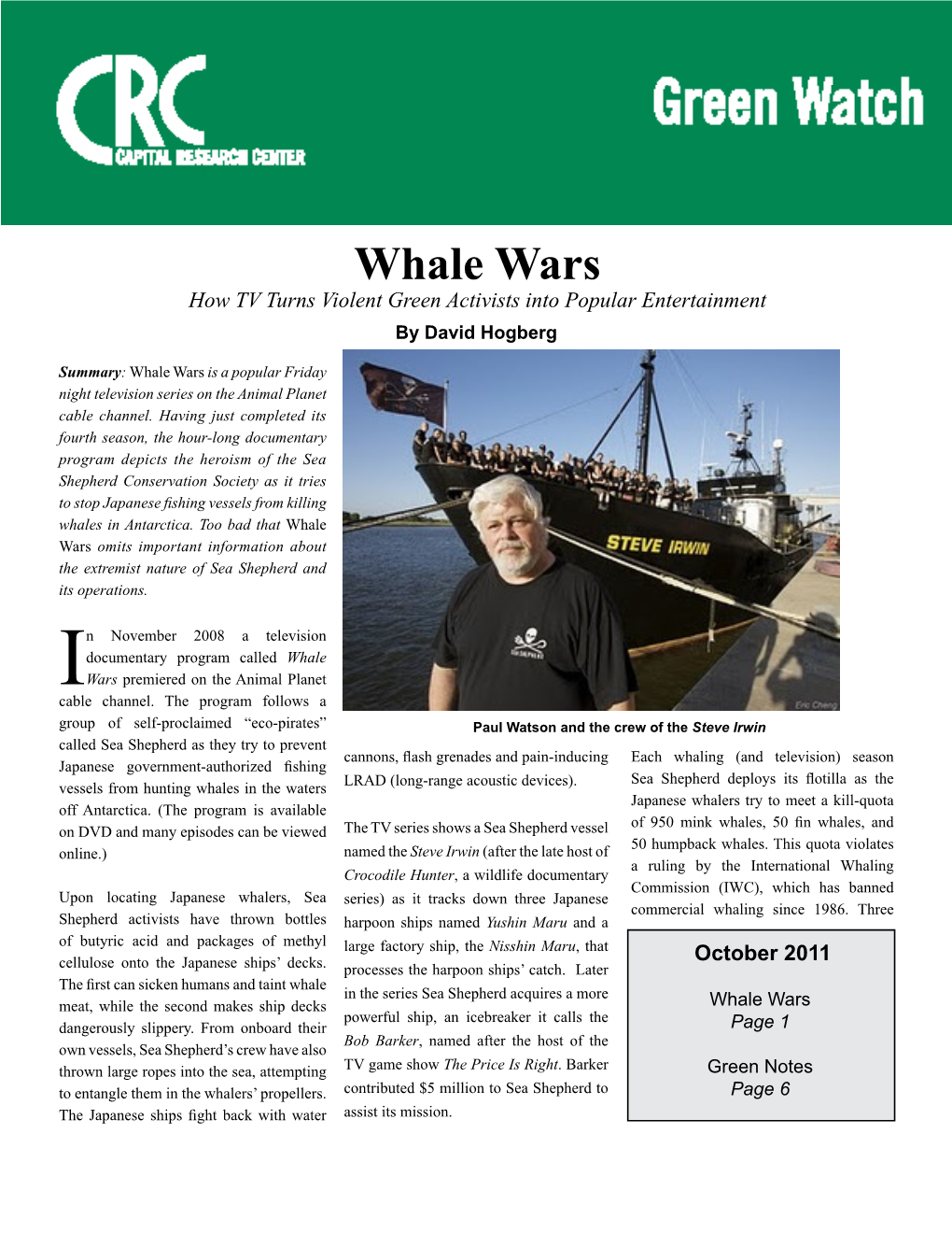 Whale Wars How TV Turns Violent Green Activists Into Popular Entertainment by David Hogberg