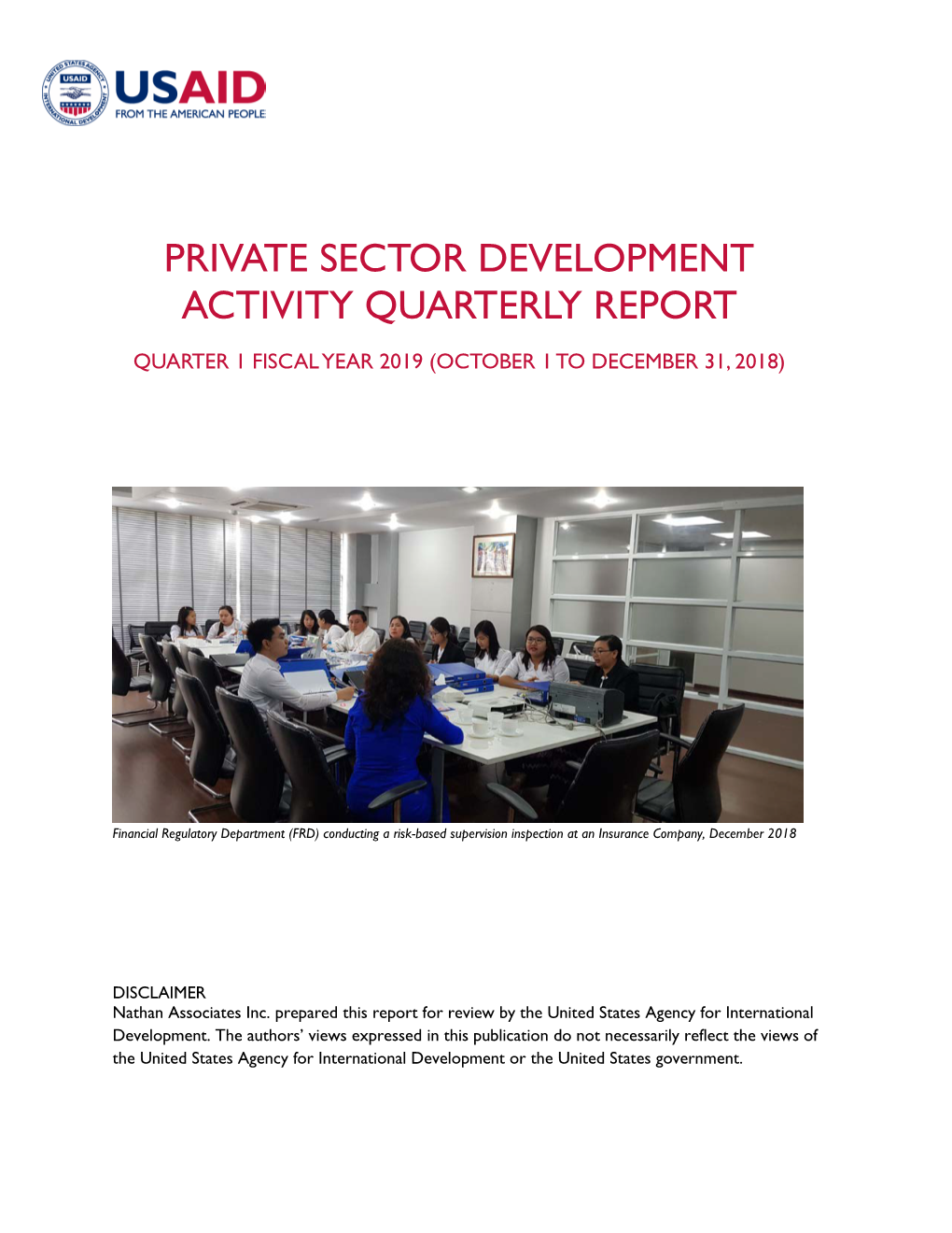 Private Sector Development Activity Quarterly Report