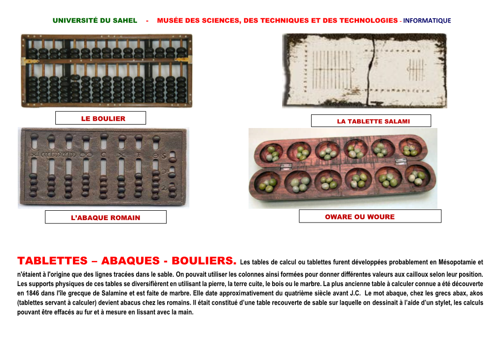 Abaques - Bouliers