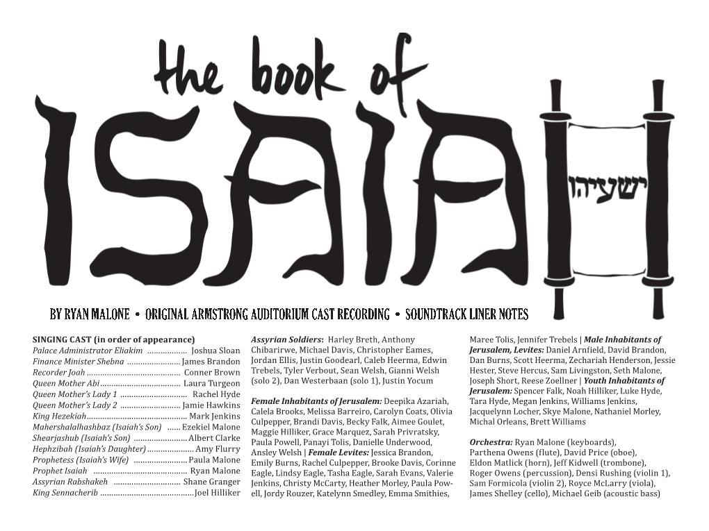 Book of Isaiah Liner Notes.Indd