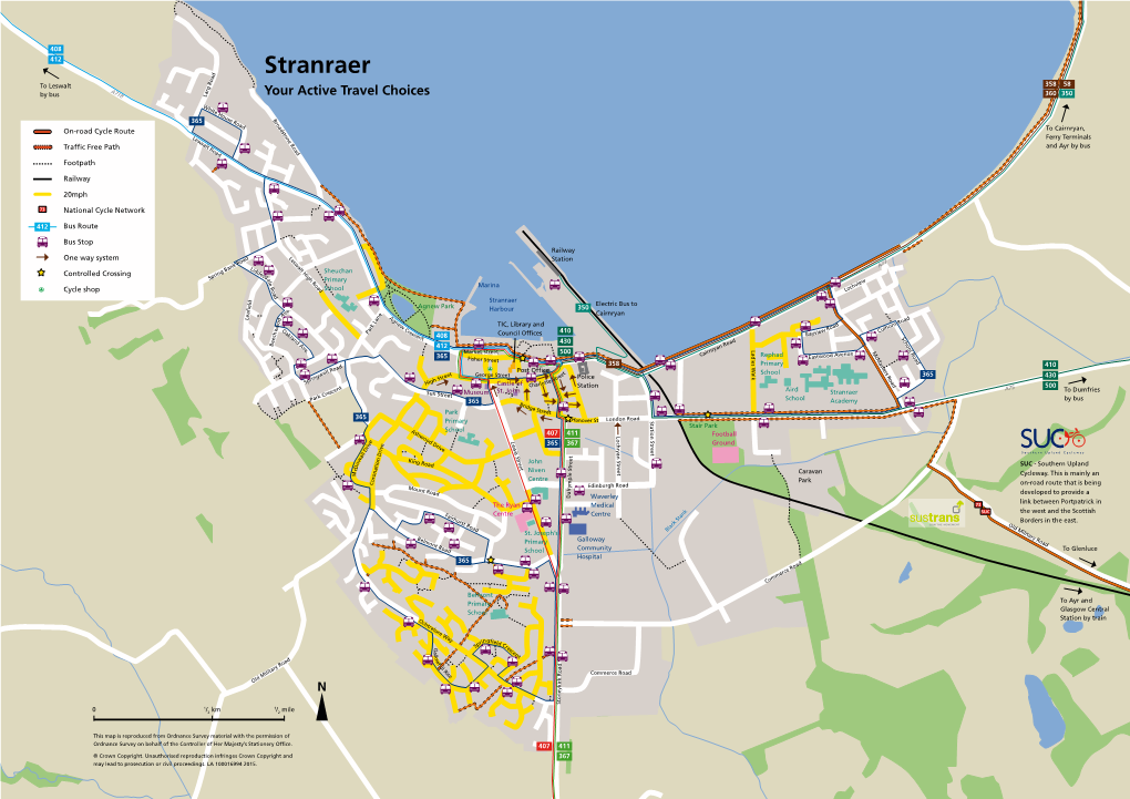 The Active Travel Map, Including Cycle Routes, for Stranraer