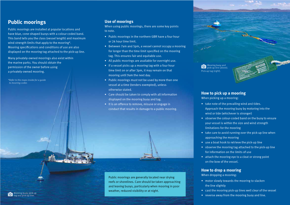 Public Moorings and Anchoring in the Northern Great Barrier Reef: Protecting Coral at North Queensland's Islands and Reefs