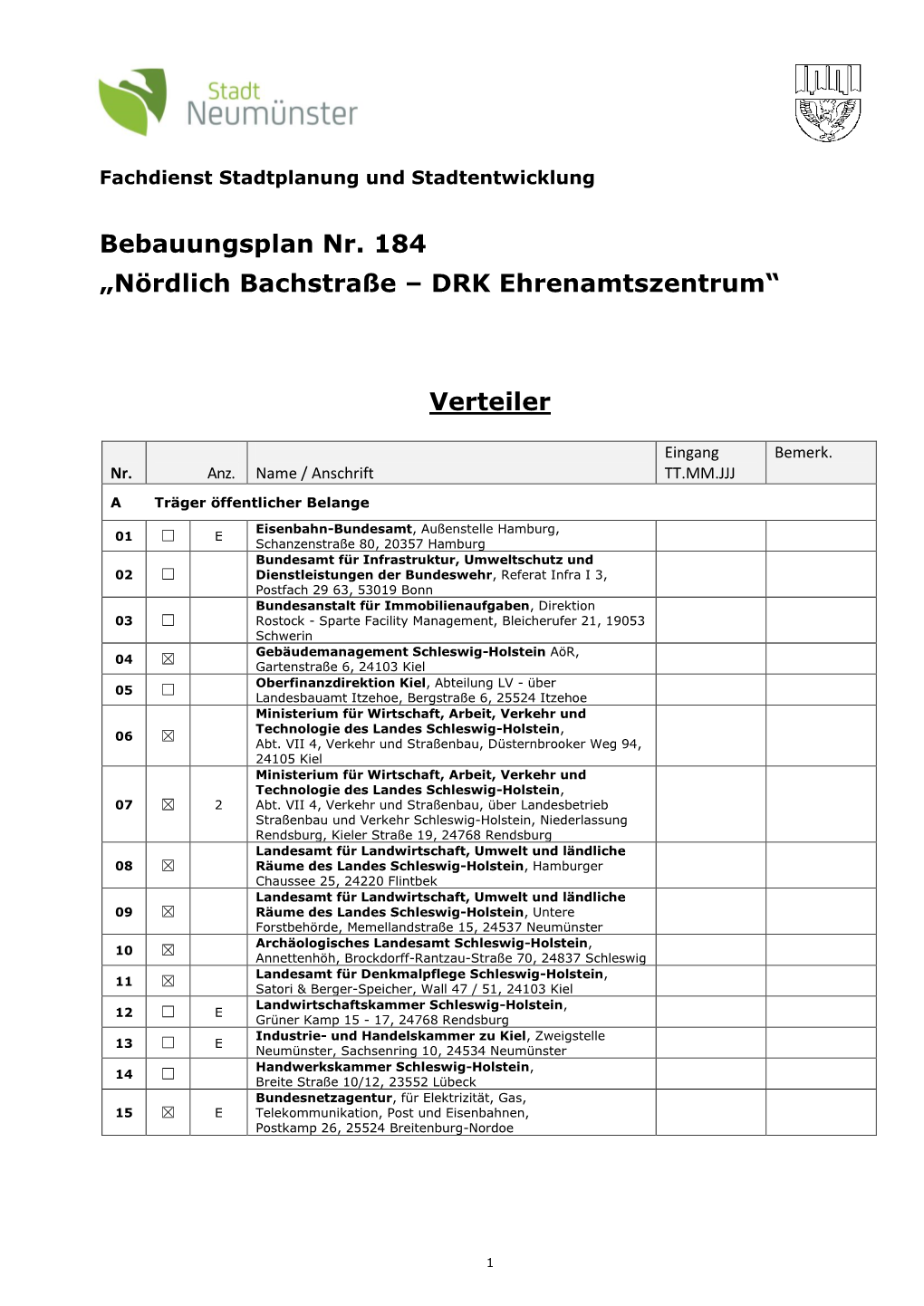 Bebauungsplan Nr. 184 „Nördlich Bachstraße – DRK Ehrenamtszentrum“