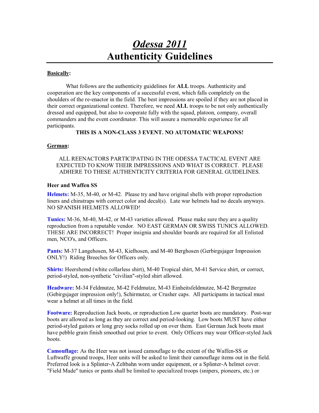 Odessa Authenticity Guidelines 2011