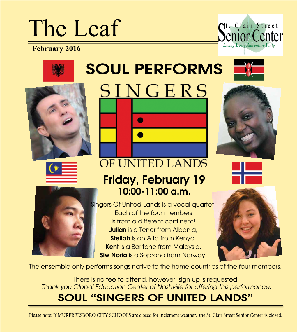 February 2016 SOUL PERFORMS