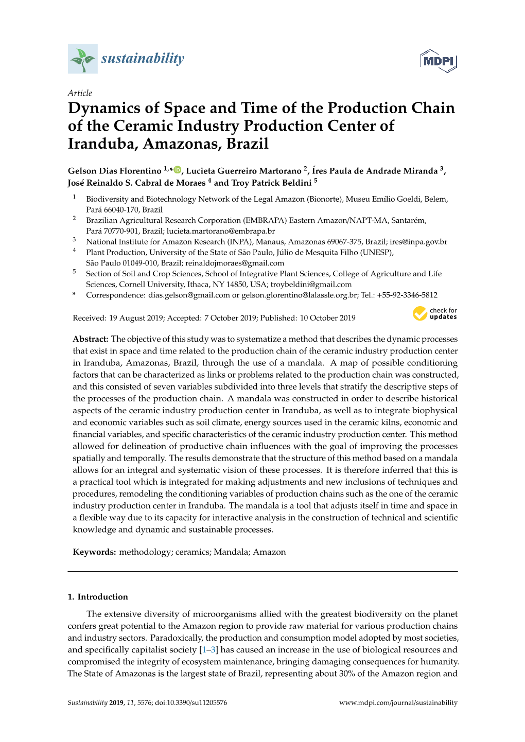 Dynamics of Space and Time of the Production Chain of the Ceramic Industry Production Center of Iranduba, Amazonas, Brazil