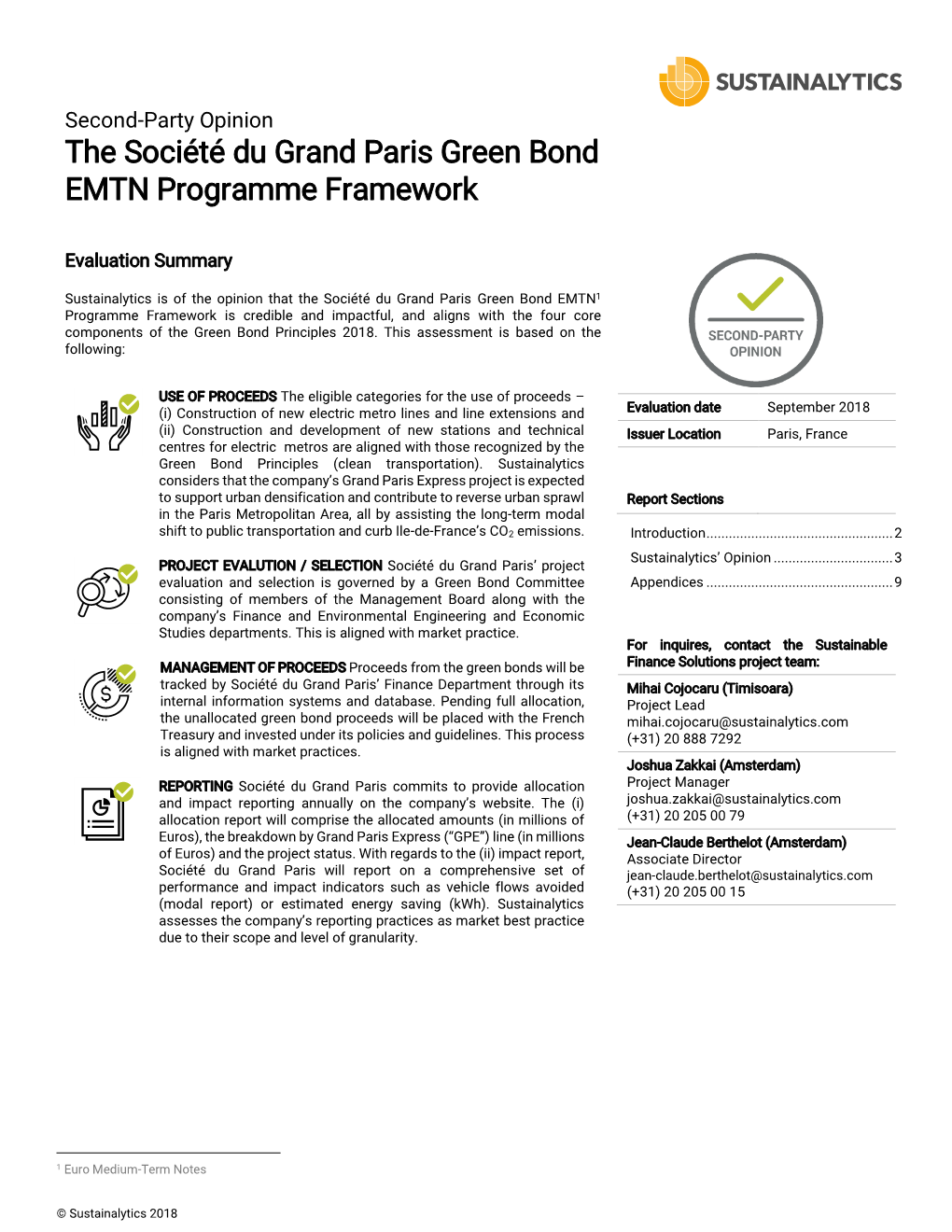 The Société Du Grand Paris Green Bond EMTN Programme Framework