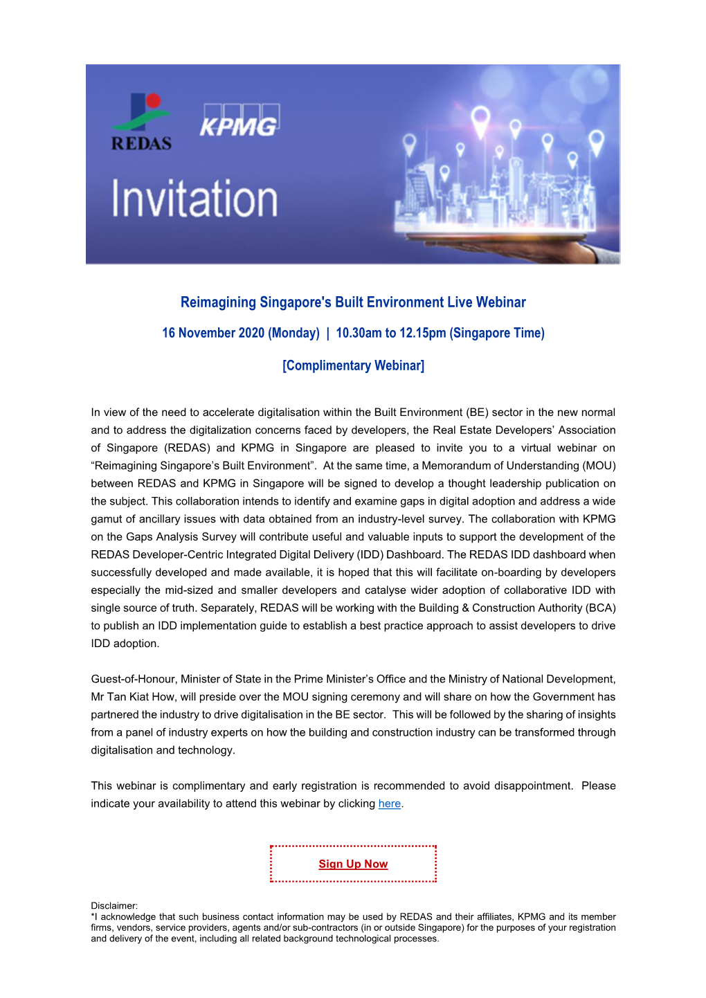 Reimagining Singapore's Built Environment Live Webinar