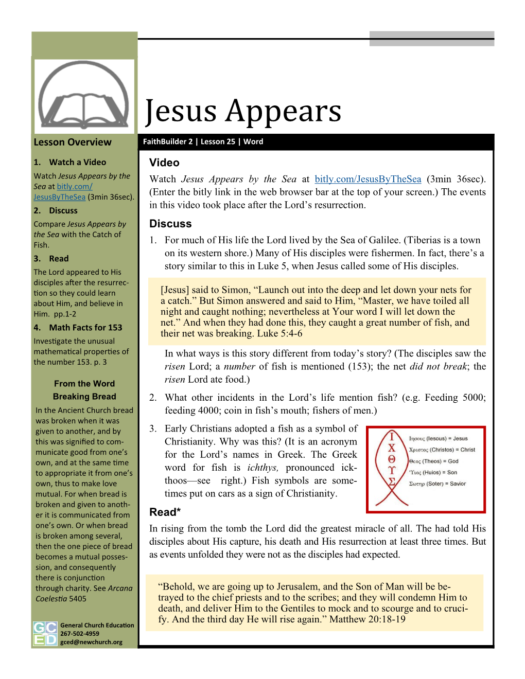 Jesus Appears Lesson Overview Faithbuilder 2 | Lesson 25 | Word 1