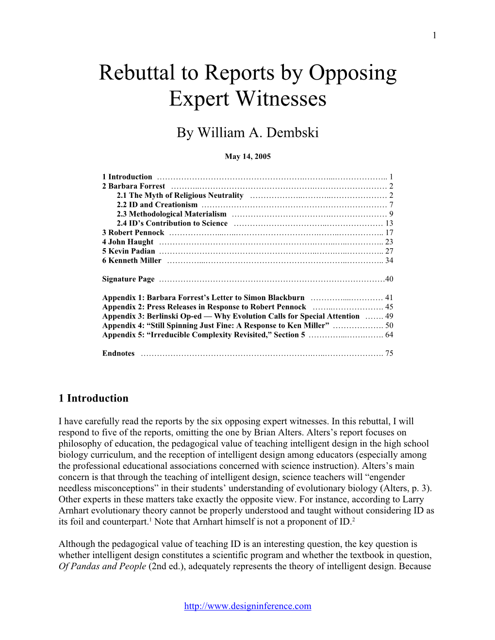 Rebuttal to Reports by Opposing Expert Witnesses