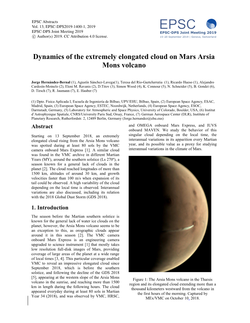 Dynamics of the Extremely Elongated Cloud on Mars Arsia Mons Volcano