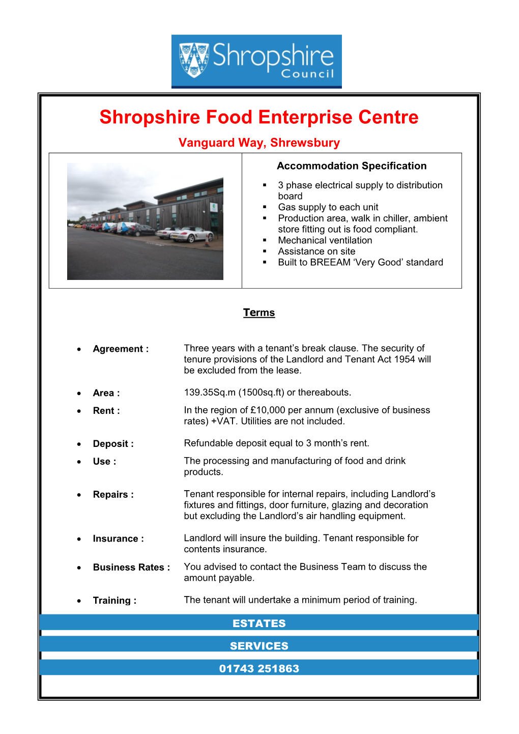 Shropshire Food Enterprise Centre Vanguard Way, Shrewsbury
