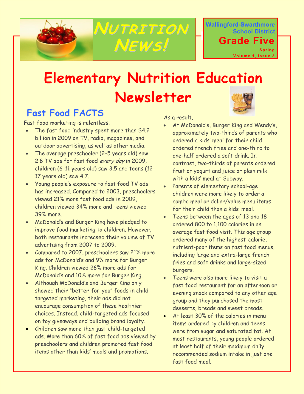 5Th Grade Spring Newsletter