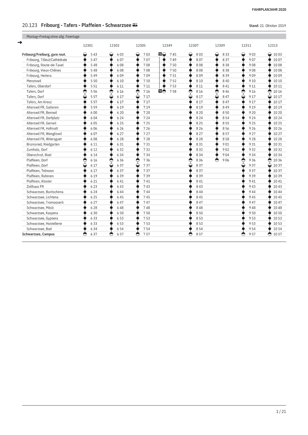 20.123 Fribourg - Tafers - Plaffeien - Schwarzsee Stand: 21