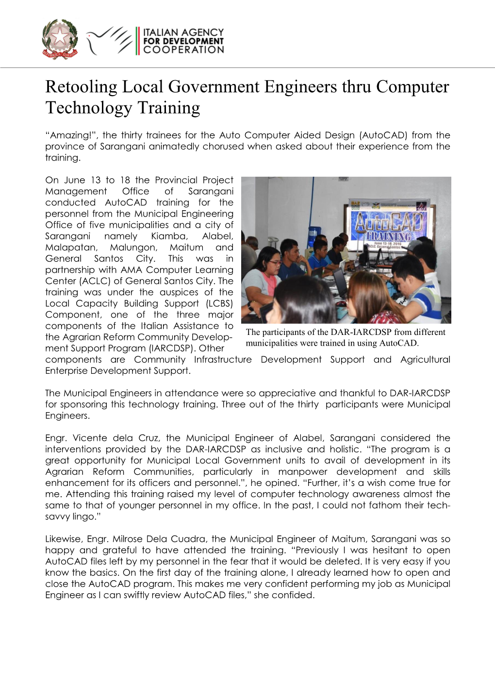 Retooling Local Government Engineers Thru Computer Technology Training