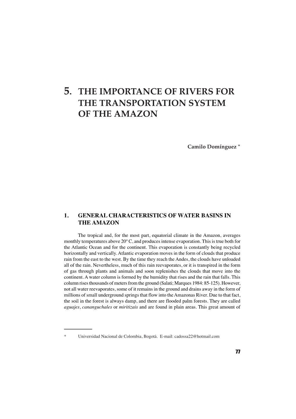 5. the Importance of Rivers for the Transportation System of the Amazon